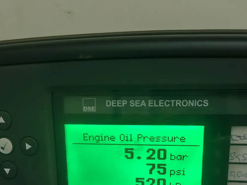Generator controller showing engine oil pressure